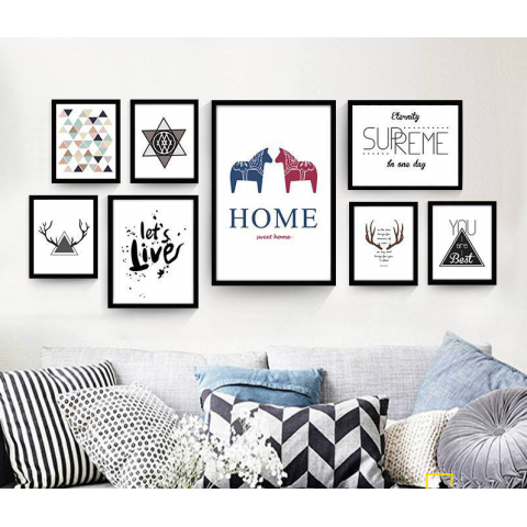 Bộ 8 Tranh Home Sweet Hom-Thế giới đồ gia dụng HMD