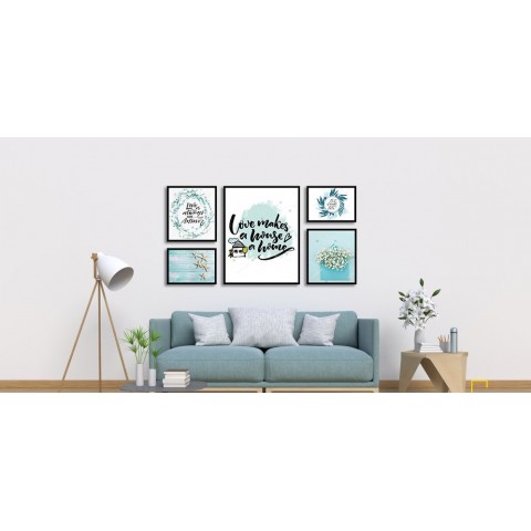 Bộ 5 Tranh Love Makes House A Home-Thế giới đồ gia dụng HMD