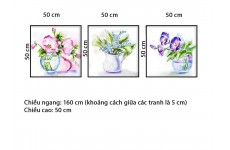 Bộ 3 Tranh Bình Hoa Cát Tường-Thế giới đồ gia dụng HMD