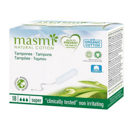 Tampon không cần đẩy 3 giọt hữu cơ Masmi (18m)