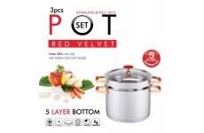 Nồi hấp Elmich Inox 304 Red Velvet 28cm EL0979-Thế giới đồ gia