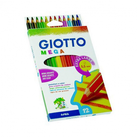 Hộp chì 12 màu thân to   3 cạnh Giotto