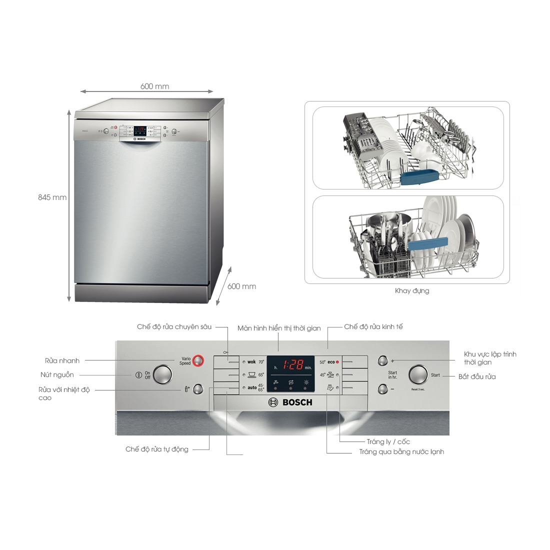 Máy rửa bát độc lập Bosch SMS68MI04E-Thế giới đồ gia dụng HMD