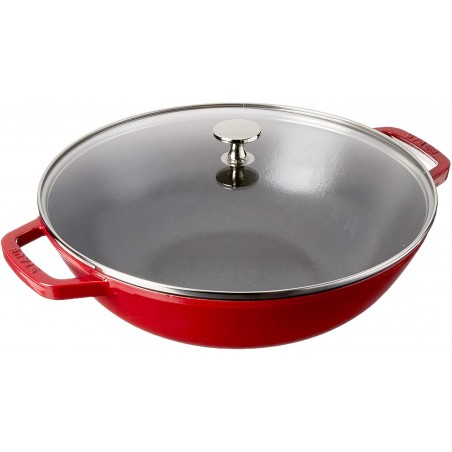 Chảo gang chống dính vung kính Staub Cherry 30 cm