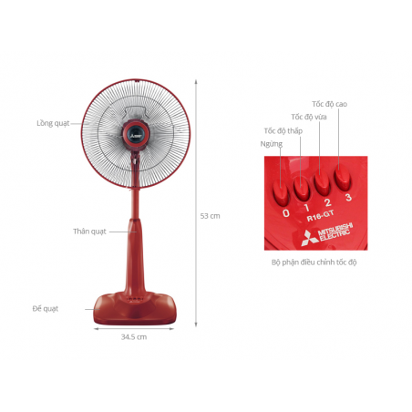 Quạt lửng Mitsubishi R16-GT R