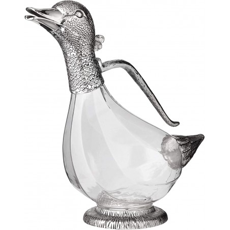 Bình rót rượu Edzard Decanter Carafe, 900ml, hình con vịt, mạ bạc