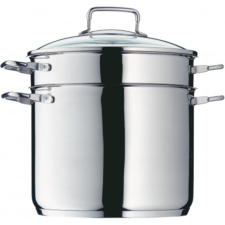 Nồi luộc mỳ, hấp rau củ Inox nắp vung kính WMF 24cm, 7 lít