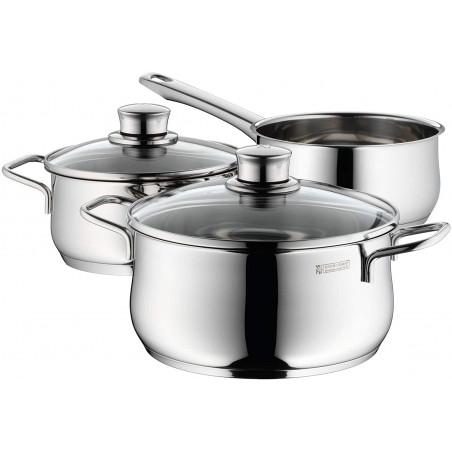 Bộ nồi Inox nắp vung kính WMF Cookware Diadem Plus, 3 món