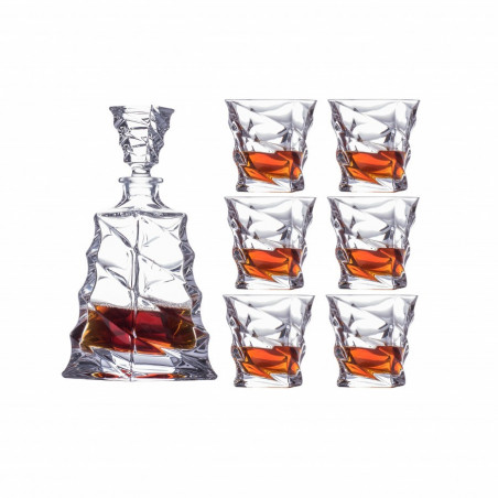 Bộ bình ly rượu whisky pha lê Bohemia Casablanca, 7 món