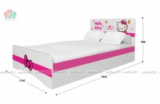 Giường đơn trẻ em gấu pooh in hello kitty-Thế giới đồ gia