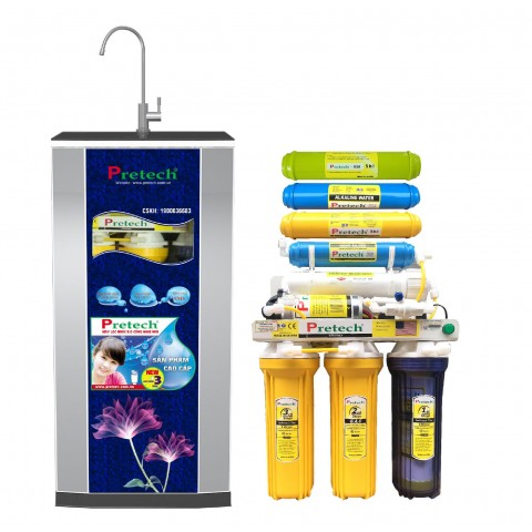 Máy lọc nước Ro Pretech cao cấp 8 lõi lọc có đèn UV (màu xanh