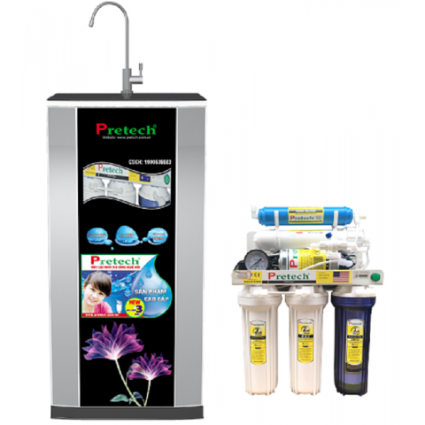 Máy lọc nước RO Pretech cao cấp 5 lõi lọc (màu đen, có đồng hồ