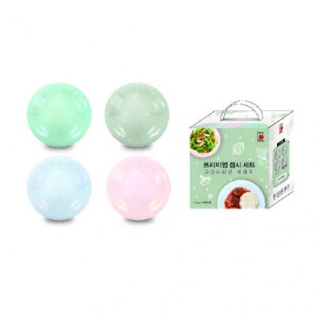 Bộ 4 dĩa sứ màu pastel vân xoắn ốc cao cấp